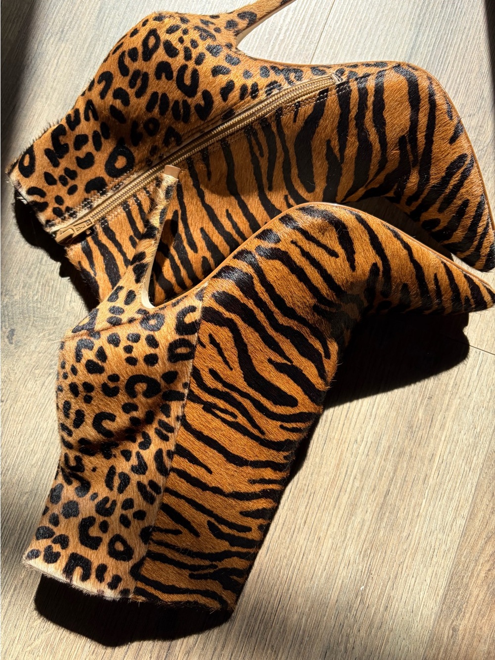 Steve Madden Tiger-Print Ankle Boots in Orange and Black - Picture 5 of 9